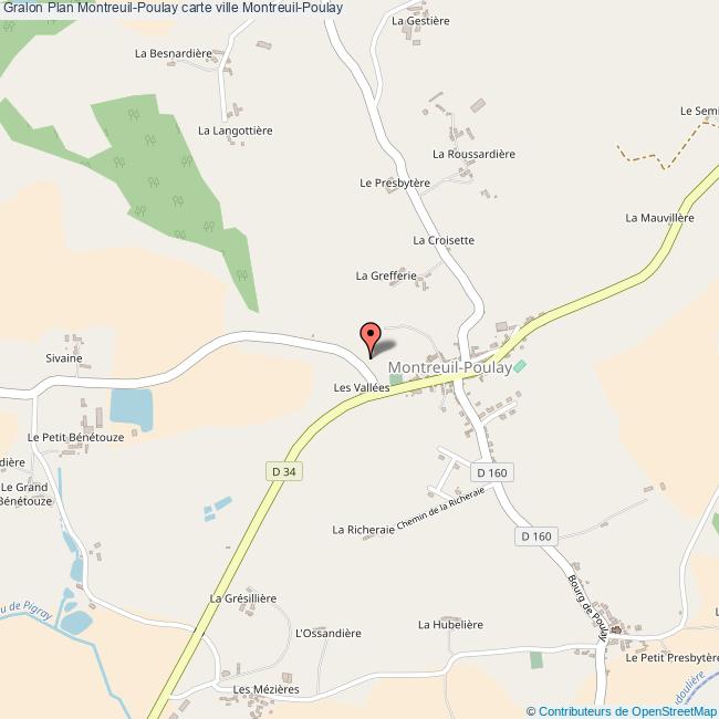 Plan MontreuilPoulay carte ville MontreuilPoulay