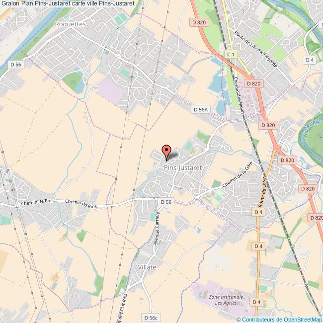 Plan PinsJustaret carte ville PinsJustaret
