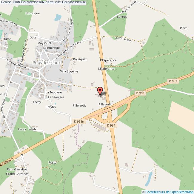 Plan Pouydesseaux carte ville Pouydesseaux