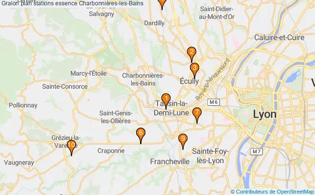 plan stations essence Charbonnières-les-bains plan stations essence Charbonnières-les-bains