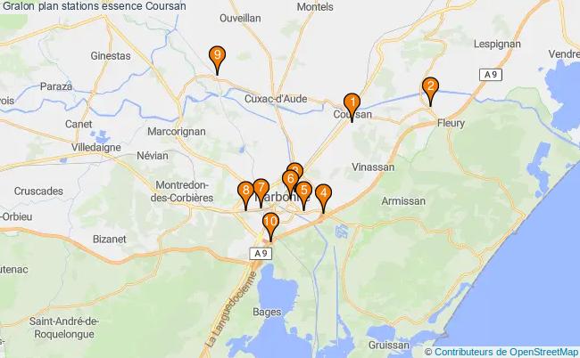 plan stations essence Coursan plan stations essence Coursan