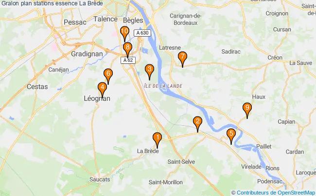 plan stations essence La brède plan stations essence La brède