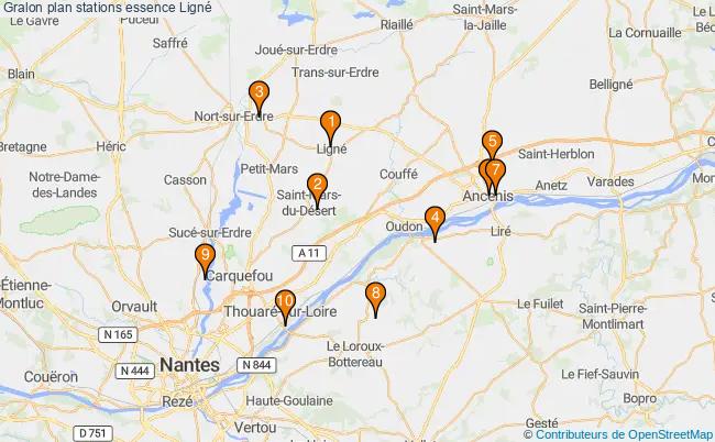 plan stations essence Ligné plan stations essence Ligné