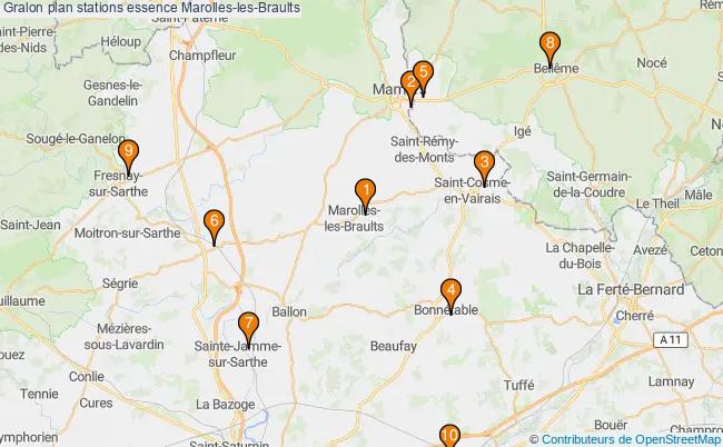 plan stations essence Marolles-les-braults plan stations essence Marolles-les-braults