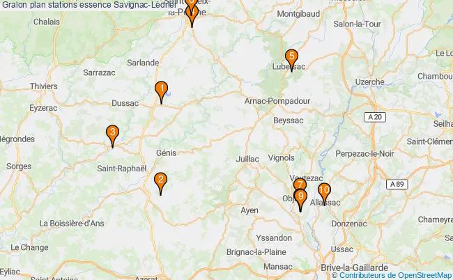 plan stations essence Savignac-lédrier plan stations essence Savignac-lédrier