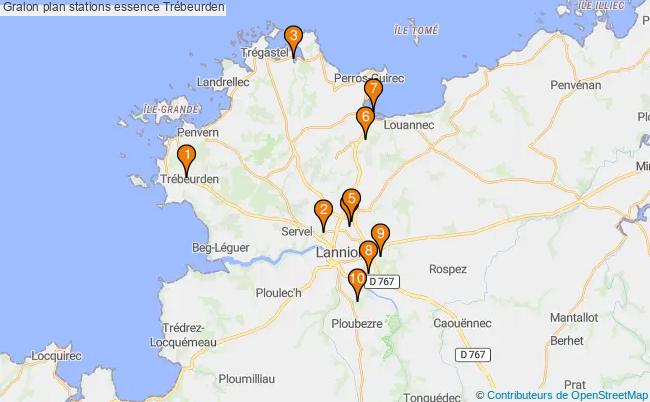 plan stations essence Trébeurden plan stations essence Trébeurden