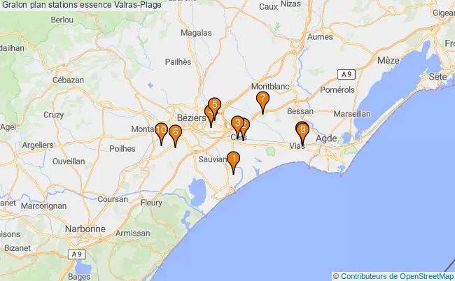 plan stations essence Valras-plage plan stations essence Valras-plage