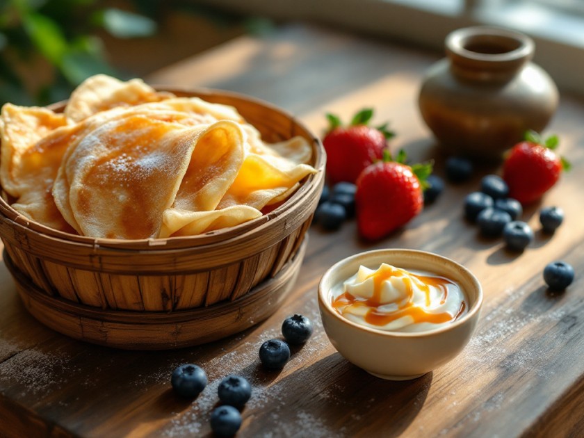 Recette Délicieuses Crêpes Chinoises au Sucre et Crème de Vanille