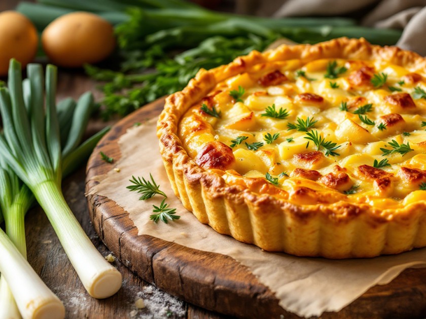 Quiche Savoureuse aux Poireaux et Pommes de Terre