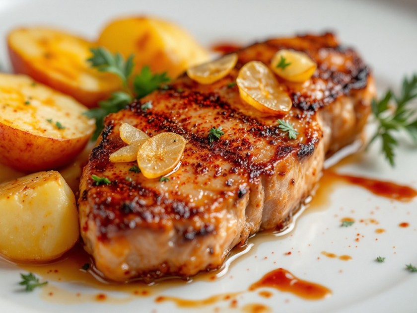 Magret de Canard Épicé avec Duo de Pommes Sautées Gourmandes