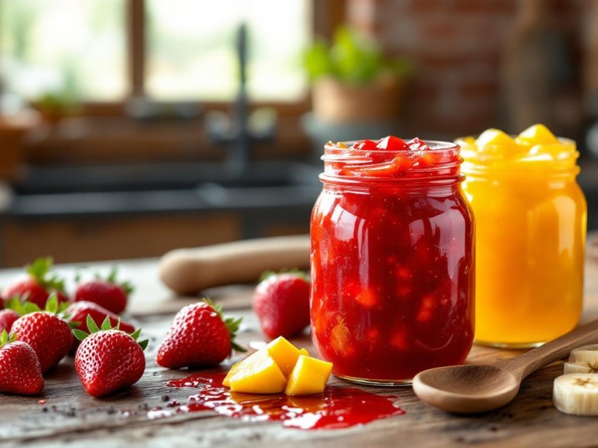 Confiture de Fraises, Mangues et Bananes Maison