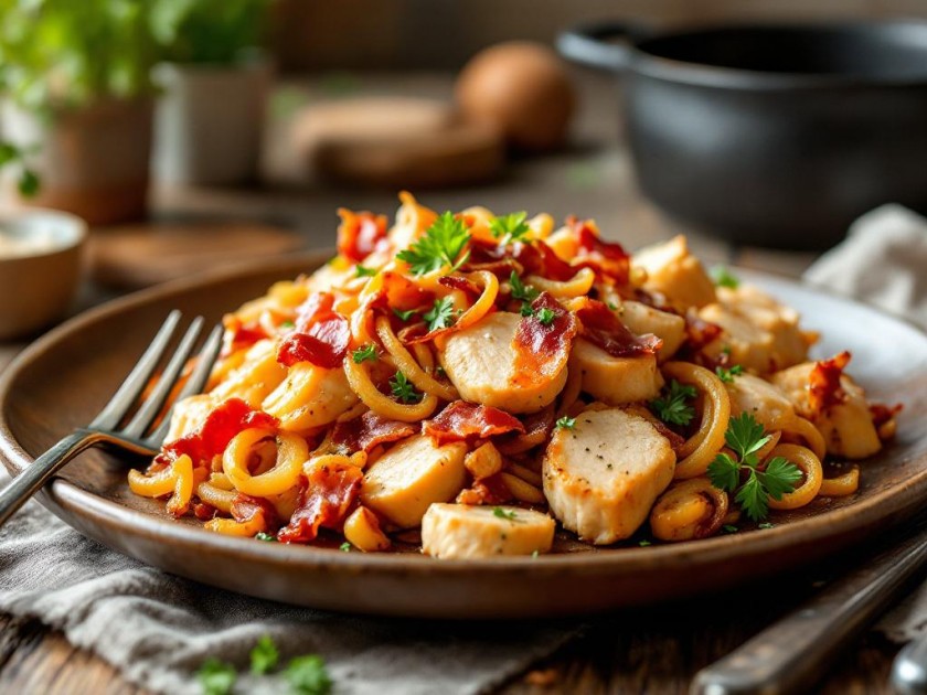 Recette de Poulet aux Lardons et Oignons
