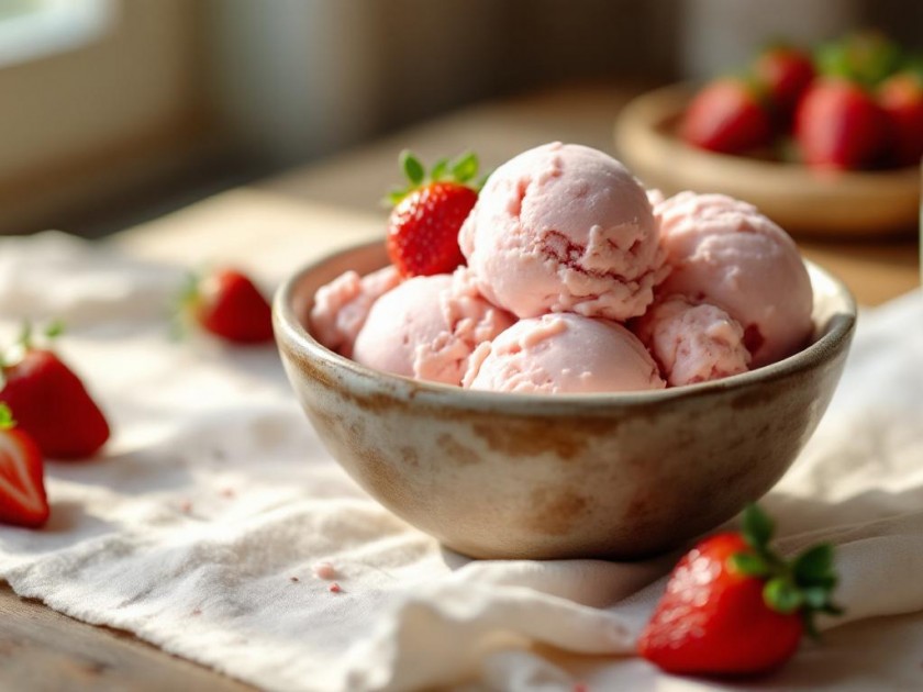 Crème Glacée Maison aux Fraises des Bois Sans Sorbetière