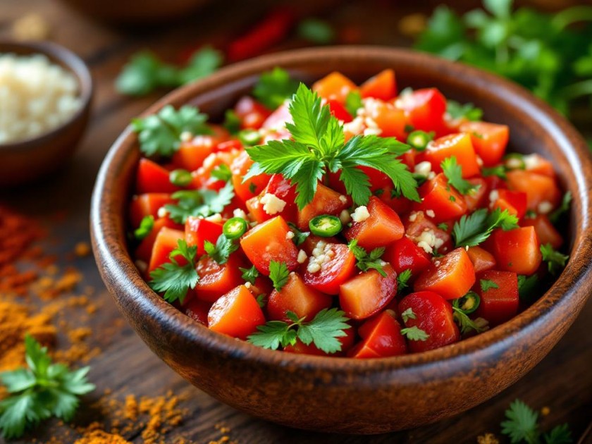 Salade Épicée de Tomates à l'Indienne
