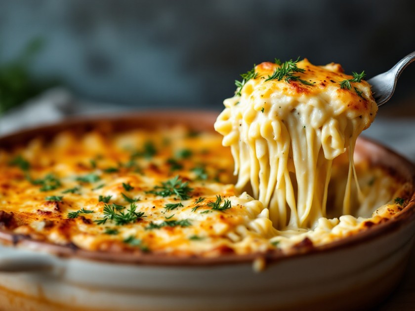 Gratin de Pâtes au Saumon Fumé Délicieux et Épicé