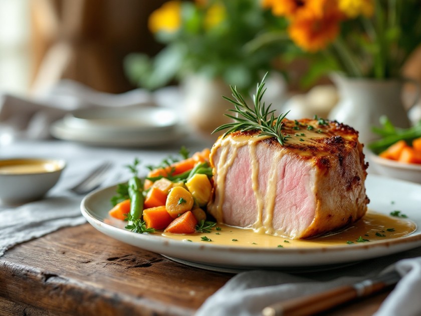 Rôti de Veau à la Crème de Moutarde Savoureuse