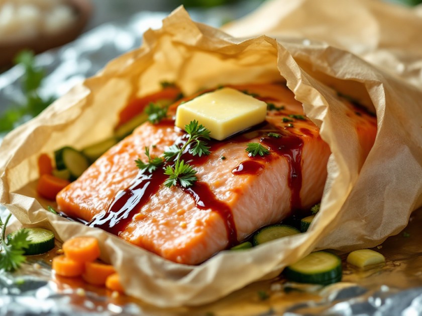 Saumon en Papillote aux Légumes Frais