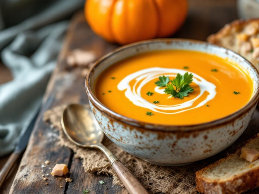 Soupe Crémeuse au Potiron et Foie Gras