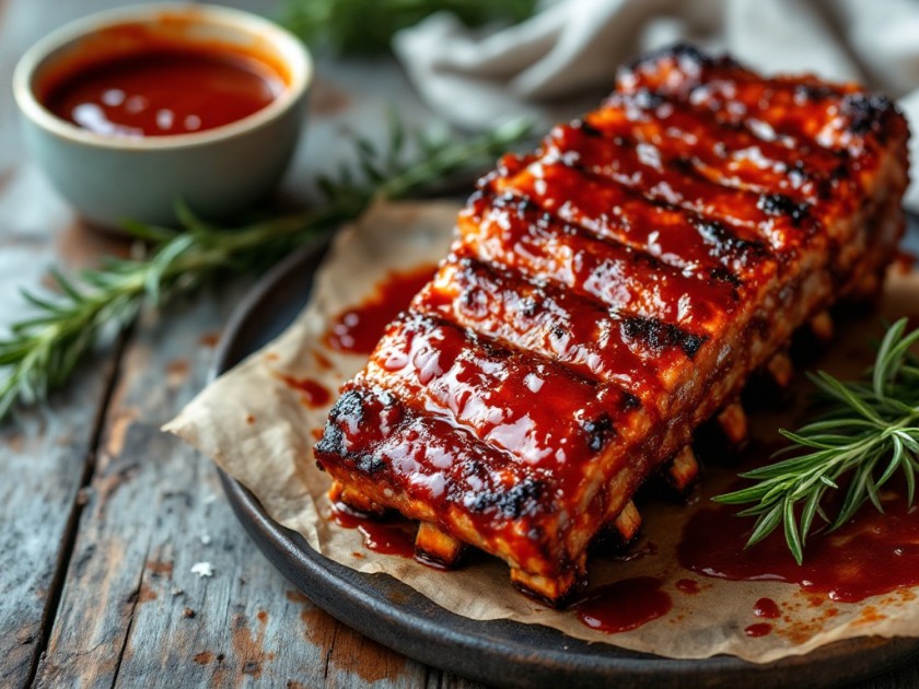 Travers de Porc Grillés avec Sauce Barbecue Maison