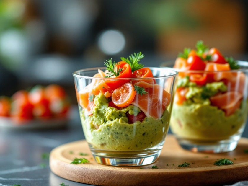 Verrine de Guacamole et Saumon Fumé : Une Entrée Rafraîchissante