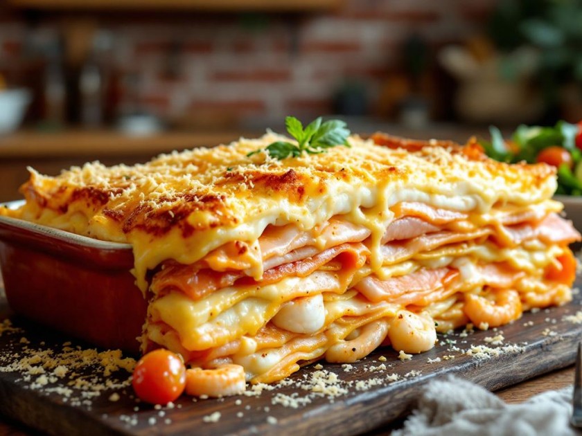 Lasagnes de Poisson au Saumon Frais et Fumé