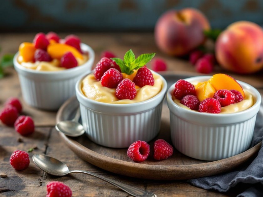 Ramequins de Fruits et Crème Délicieuse
