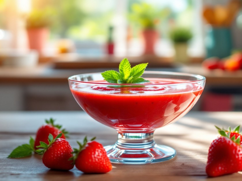 Soupe de Fraises Fraîches à la Menthe