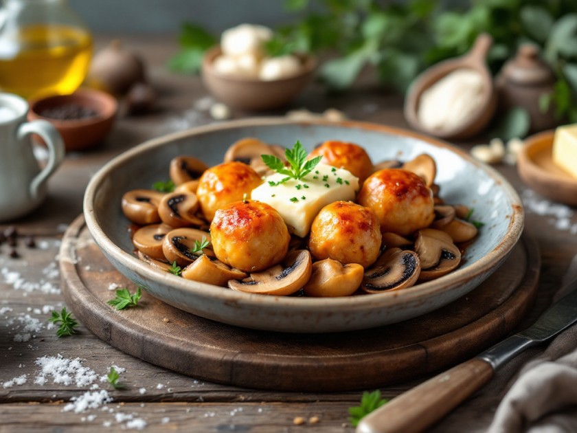 Crépinette de Porc au Fromage de Chèvre et Champignons Savoureux