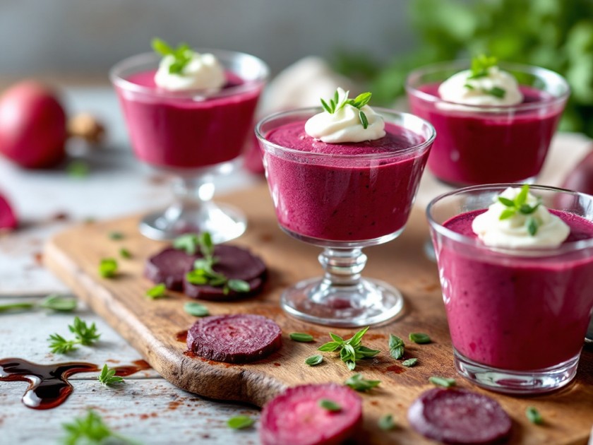 Verrines Mousseuses de Betteraves : Une Entrée Colorée et Savoureuse