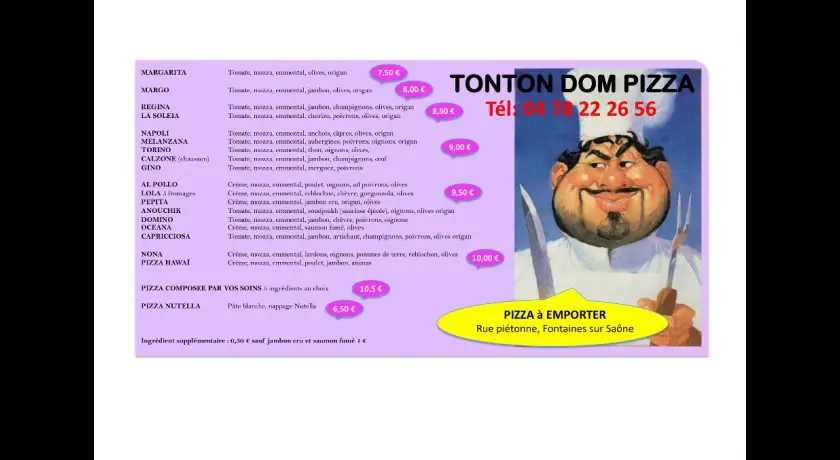 Restaurant Tonton Dom Pizza Fontaines-sur-saône