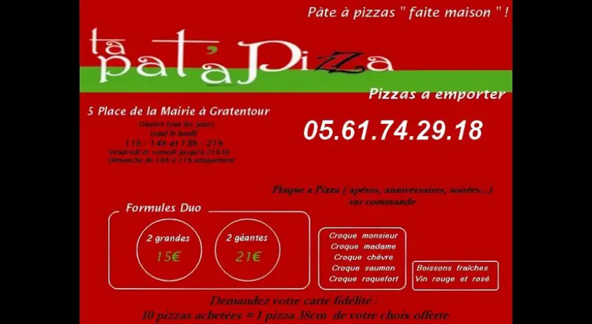 Restaurant Ta Pat' A Pizza Gratentour
