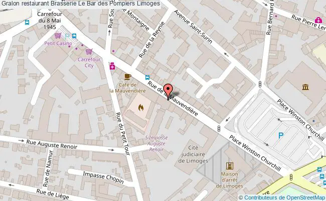 plan Brasserie Le Bar des Pompiers Limoges
