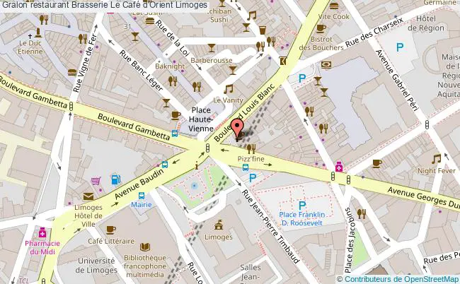 plan Brasserie Le Café d'Orient Limoges