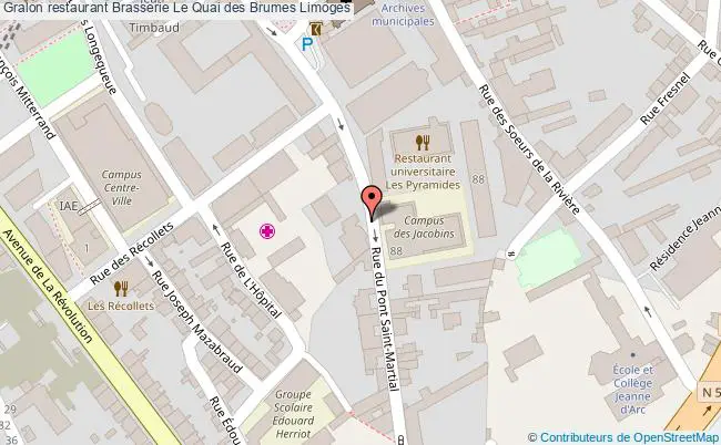 plan Brasserie Le Quai des Brumes Limoges