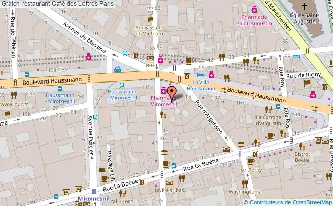 plan Café des Lettres Paris
