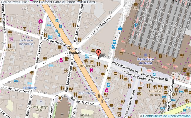 plan Chez Clément Gare du Nord 75010 Paris