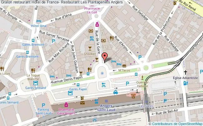 plan Hôtel de France- Restaurant Les Plantagenêts Angers