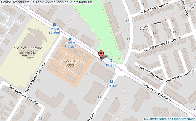 plan La Table d'Alice Voisins-le-bretonneux