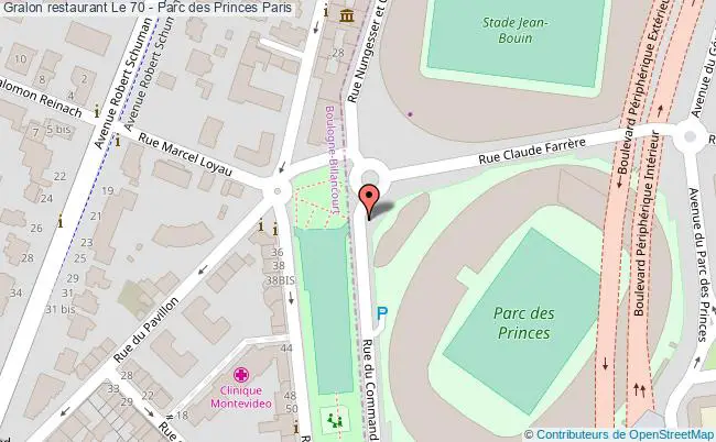 plan Le 70 - Parc des Princes Paris