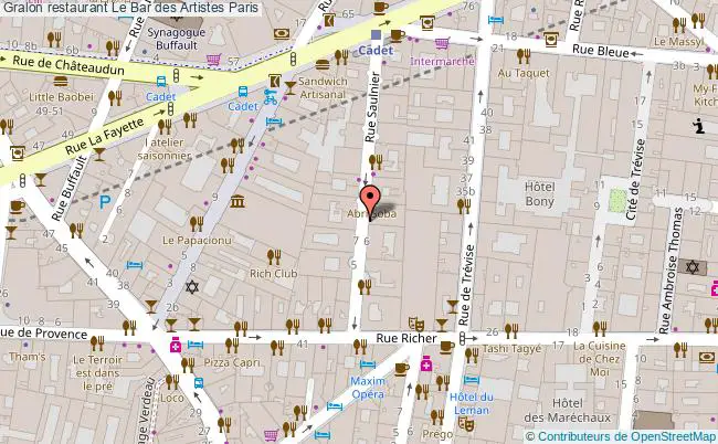 plan Le Bar des Artistes Paris