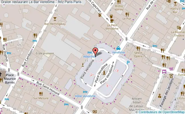 plan Le Bar Vendôme - Ritz Paris Paris