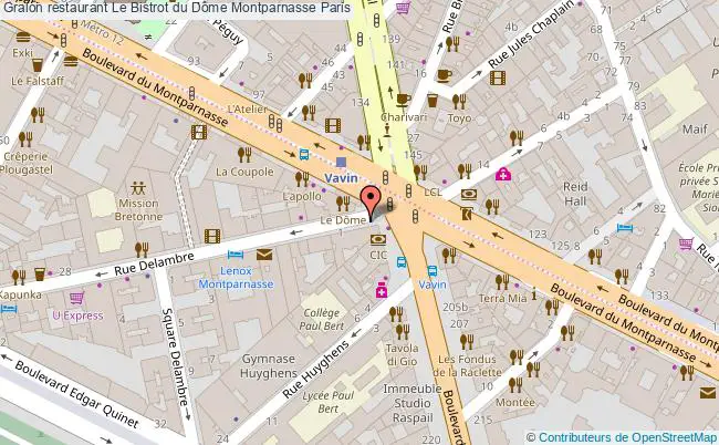 plan Le Bistrot du Dôme Montparnasse Paris