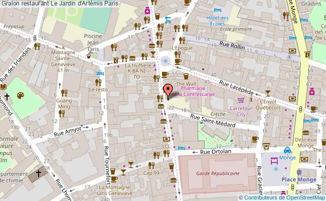 plan Le Jardin d'Artémis Paris