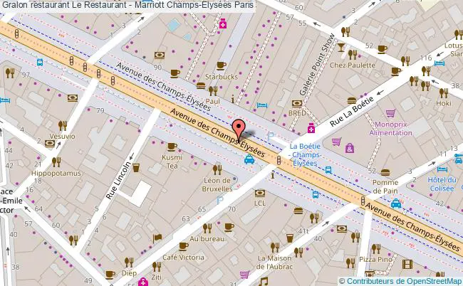 plan Le Restaurant - Marriott Champs-Elysées Paris