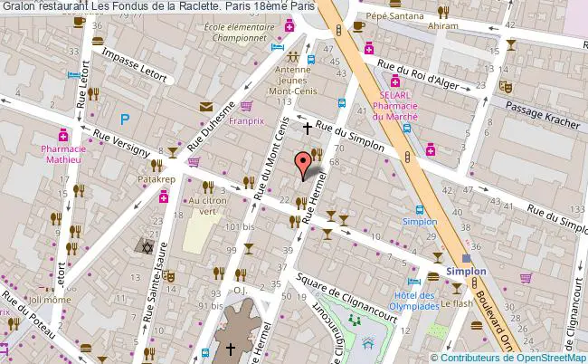 plan Les Fondus de la Raclette. Paris 18ème Paris
