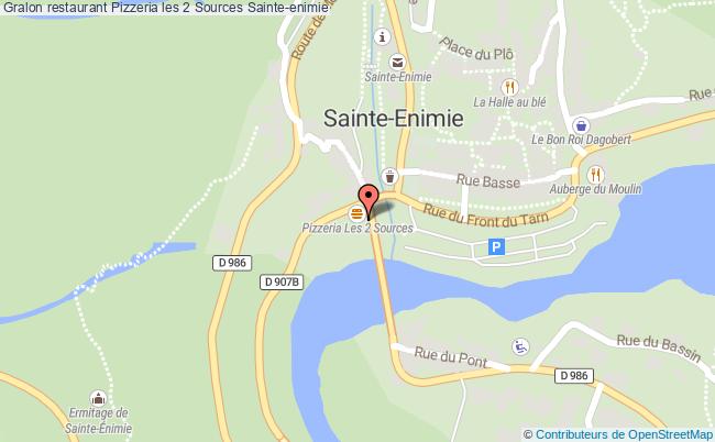 plan Pizzeria les 2 Sources Sainte-enimie