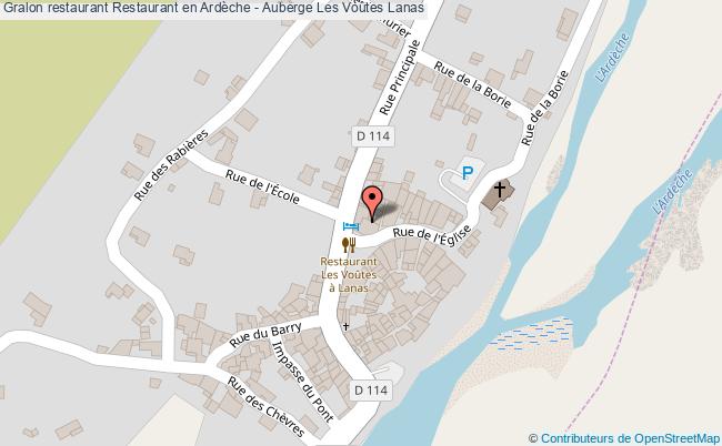 plan Restaurant en Ardèche - Auberge Les Voûtes Lanas