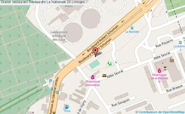 plan Restaurant Le Nationale 20 Limoges