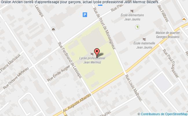 plan Ancien Centre D'apprentissage Pour Garçons, Actuel Lycée Professionnel Jean Mermoz Béziers Béziers