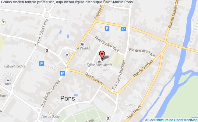 plan Ancien Temple Protestant, Aujourd'hui église Catholique Saint-martin Pons Pons